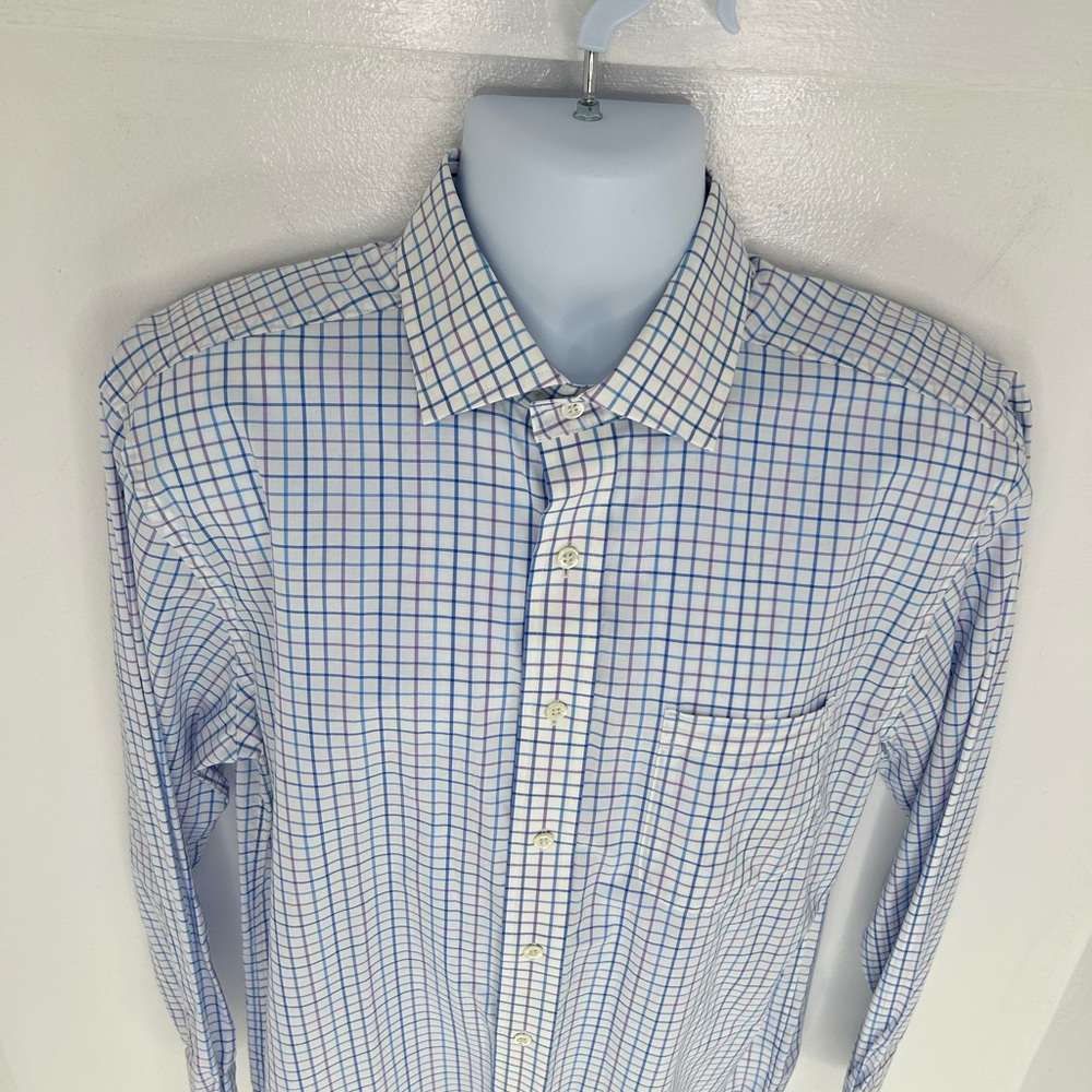 Vineyard Vines Cooper Shirt Size Medium 100% Cotton Blue Check Office Career - Picture 5 of 12